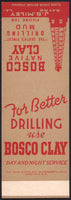 Vintage matchbook cover BOSCO NATIVE CLAY oil derrick Rayne LA salesman sample