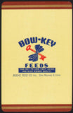 Vintage playing card BOW-KEY FEEDS yellow background Boeke Feed Des Moines Iowa