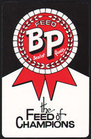 Vintage playing card BP FEED Seal of Quality with The Feed of Champions slogan
