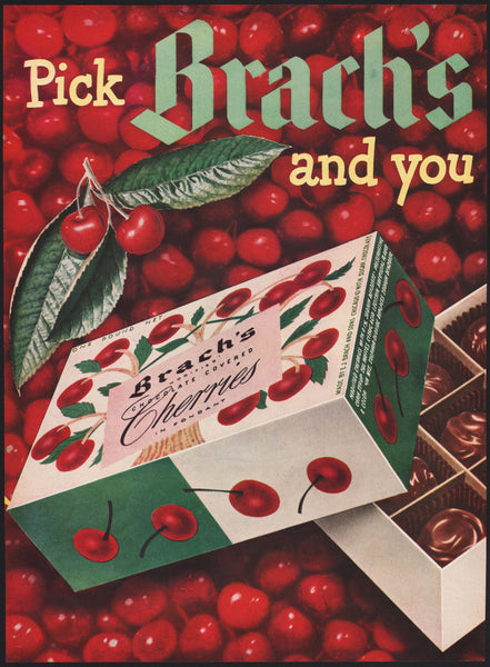Vintage magazine ad BRACHS Chocolate Covered Cherries from 1948 box pictured 2 page