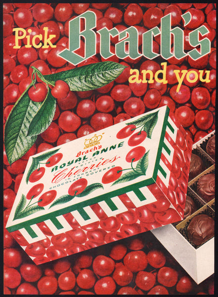 1955 1950s BRACHS CANDY Chocolate Covered Cherries = Print AD