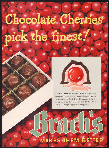 Vintage magazine ad BRACHS CHOCOLATE CHERRIES 1950 cherry candies