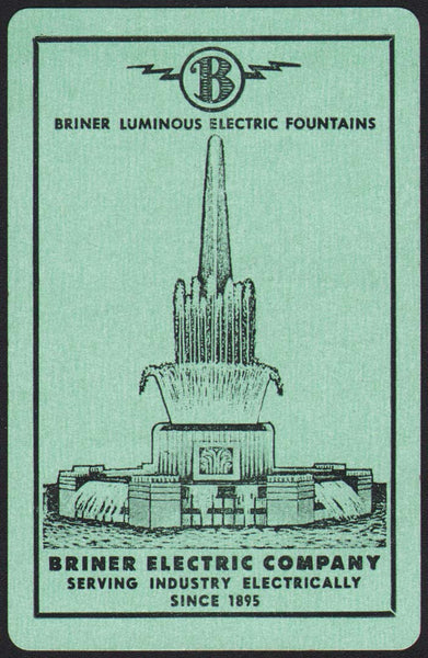 Vintage playing card BRINER ELECTRIC green background Maryland Heights Missouri