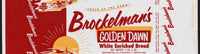 Vintage bread wrapper BROCKELMANS GOLDEN DAWN Worcester MA unused new old stock