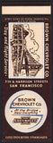 Vintage matchbook cover BROWN CHEVROLET CO San Francisco Calif salesman sample