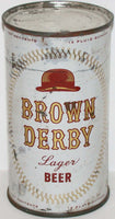 Vintage beer can BROWN DERBY LAGER BEER flat top bottom opened Atlas Chicago 12oz
