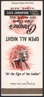 Vintage matchbook cover BROWNES STAR CIGAR indian pictured Tacoma Washington