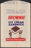 Vintage bag BROWNIE ICE CREAM SANDWICH brownies pictured National Biscuit Company