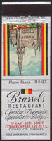 Vintage matchbook cover BRUSSELS RESTAURANT Town Hall Grand Place New York City