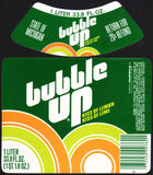 Vintage soda pop bottle label BUBBLE UP 1 Liter Chicago Illinois unused n-mint+