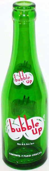Vintage soda pop bottle BUBBLE UP #1 green 7oz G M Swallow dated 1947 Lima Ohio