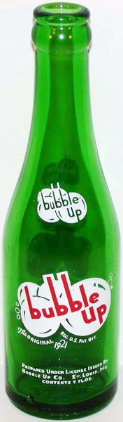 Vintage soda pop bottle BUBBLE UP #2 green 7oz G M Swallow dated 1947 Lima Ohio