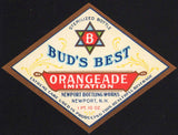 Vintage soda pop bottle label BUDS BEST ORANGEADE Newport NH unused n-mint+