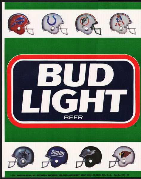 Vintage banner BUDWEISER beer NFL football helmets 18 Vintage banner BUDWEISER beer NFL football helmets 18