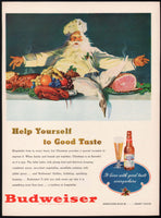 Vintage magazine ad BUDWEISER BEER 1948 Christmas Help Yourself to Good Taste