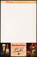 Vintage menu BUDWEISER beer Anheuser Busch woman and bottle pictured n-mint+