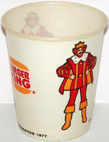 Vintage paper cup BURGER KING picturing the King dated 1977 new old stock n-mint+