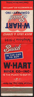 Vintage matchbook cover W-HART BUICK COMPANY INC Buick Sales Service Hartford CT