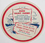 Vintage milk bottle cap BUSH DAIRY FARMS Cottage Cheese large Flemington NJ n-mint
