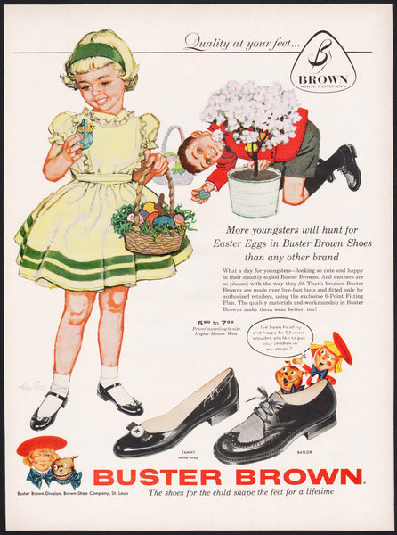 Vintage magazine ad BUSTER BROWN shoes from 1958 girl Easter theme Ale – Mistercola