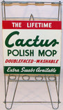 Vintage store display CACTUS POLISH MOP metal tin 3 color sign looks unused