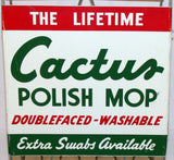 Vintage store display CACTUS POLISH MOP metal tin 3 color sign looks unused