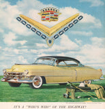 Vintage magazine ad CADILLAC AUTOMOBILE 1952 yellow sedan with black hardtop