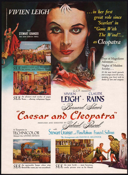 Vintage magazine ad CAESAR AND CLEOPATRA movie from 1946 full color Vivien Leigh