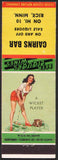 Vintage matchbook cover CAIRNS BAR girlie pictured A Wicket Player Rice Minnesota