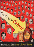 Vintage magazine ad CALVERT RESERVE whiskey 1949 picturing various men 2 page