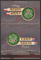Vintage matchbook cover CAMP ADAIR Oregon U S Army with monkeys pictured inside
