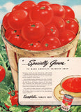 Vintage magazine ad CAMPBELLS TOMATO SOUP from 1946 basket of tomatoes pictured