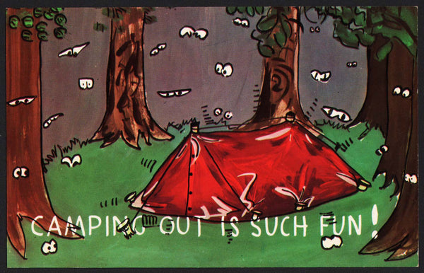 Vintage postcard CAMPING OUT IS SUCH FUN Curt Teich comic cartoon picture n-mint+
