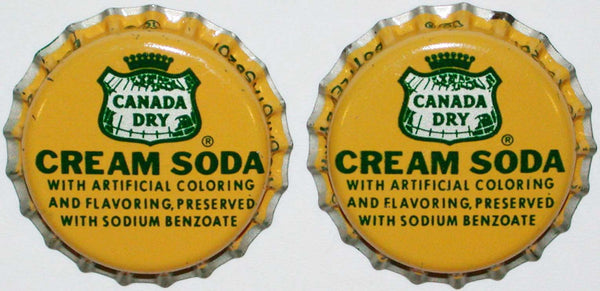 Soda pop bottle caps CANADA DRY CREAM Lot of 2 cork lined unused new old stock