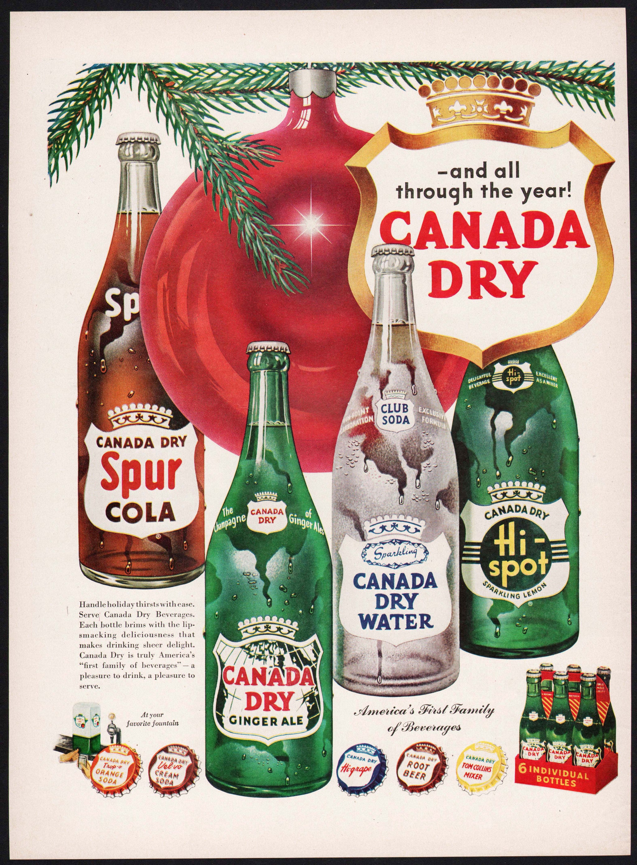 Vintage magazine ad CANADA DRY soda pop from 1949 Spur Hi Spot