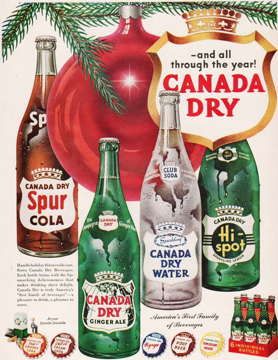 Vintage magazine ad CANADA DRY soda pop from 1949 Spur Hi Spot bottles –  Mistercola