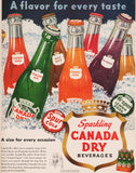 Vintage magazine ad CANADA DRY BEVERAGES from 1950 flavor bottles 6 pack pictured