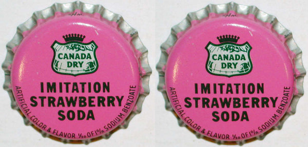 Soda pop bottle caps CANADA DRY STRAWBERRY #1 Lot of 2 unused new old stock