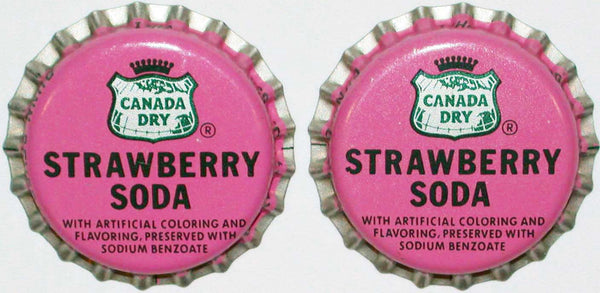 Soda pop bottle caps CANADA DRY STRAWBERRY #2 Lot of 2 unused new old stock