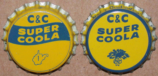Vintage soda pop bottle caps C and C SUPER COOLA Collection of 2 different cork lined
