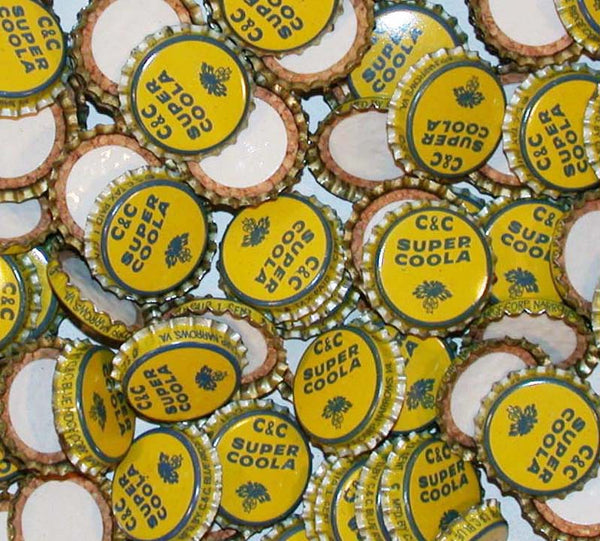 Soda pop bottle caps Lot of 12 C and C SUPER COOLA with palmetto tax symbol cork