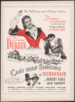 Vintage magazine ad CAN'T HELP SINGING movie from 1945 starring Deanna Durbin