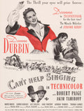 Vintage magazine ad CAN'T HELP SINGING movie from 1945 starring Deanna Durbin
