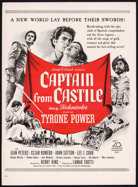 Vintage magazine ad CAPTAIN FROM CASTILE movie 1947 Tyrone Power Cesar Romero