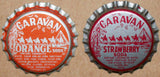 Vintage soda pop bottle caps CARAVAN camels Collection of 2 different plastic lined