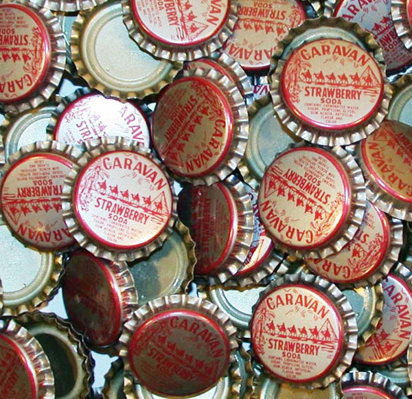 Soda pop bottle caps Lot of 12 CARAVAN STRAWBERRY camels unused new old stock