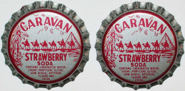 Soda pop bottle caps CARAVAN STRAWBERRY Lot of 2 camels pictured unused new old stock