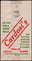 Vintage bag CARDOSIS Ice Cream and Candies Canton Illinois new old stock n-mint