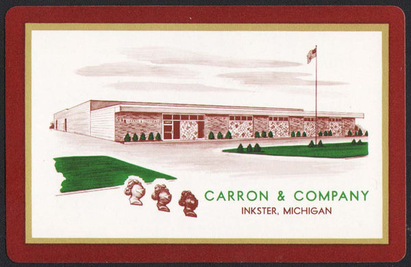Vintage playing card CARRON and COMPANY with building pictured Inkster Michigan