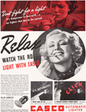 Vintage magazine ad CASCO AUTOMATIC LIGHTER 1937 woman pictured car cigarette lighter